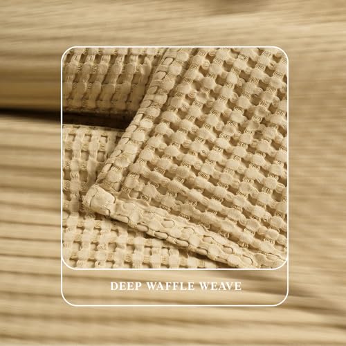 Threadmill Twin Waffle Bed Blanket, Rayon Derived from Bamboo, Beige - color: Beige, size: Twin (68" x 92")