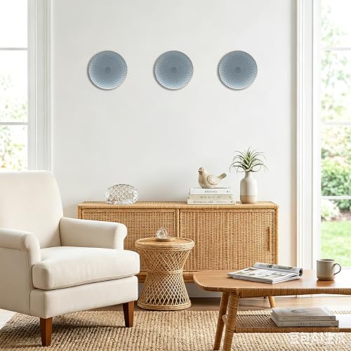 Novbvia Metal Flower Wall Sculpture Decor, 9.8'' Grey Round Embossed Art - color: C-Grey