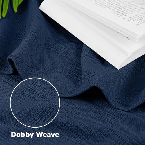 Utopia Bedding 100% Cotton Thermal Blanket Navy Throw, 50x60 Inches - color: Navy, size: Throw