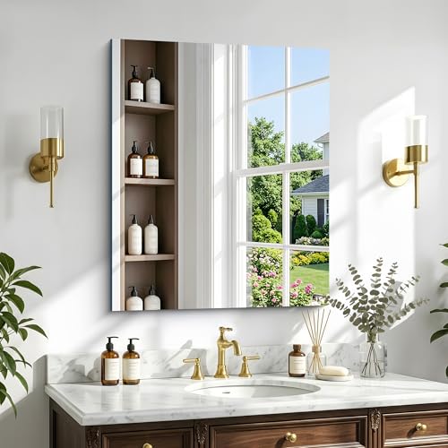 30"x36" Frameless Mirror, Frameless Bathroom Mirror for Over Sink, Rectangle Home Gym Mirror for Wall, Upgraded Shatterproof Wall Mount Vanity Mirror for Bedroom, Living Room, Entryway - color: Frameless, size: 30"L x 36"W
