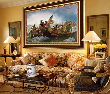ELITEART- Washington Crossing the Delaware By Emanuel Gottlieb Leutze Oil Painting Reproduction Giclee Wall Art Canvas Prints-Framed Size:29" x 41 1/2" - color: Framed(SF801), size: 41.5"L x 29"W