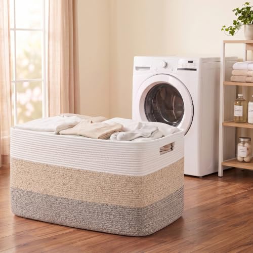 OIAHOMY 108L Extra Large Blanket Basket Dog Toy Basket Gradient Brown - color: Gradient Brown