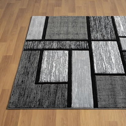 Modern 6x9 Grey Geometry Living Room Rug - Area Rugs for Living Room Dining & Bedroom - Hand Carved Runner Carpet - Durable Polyester - Non-Fade Stain-Resistant - Turkish Made - color: Grey, size: 6' x 9' (Rectangular)