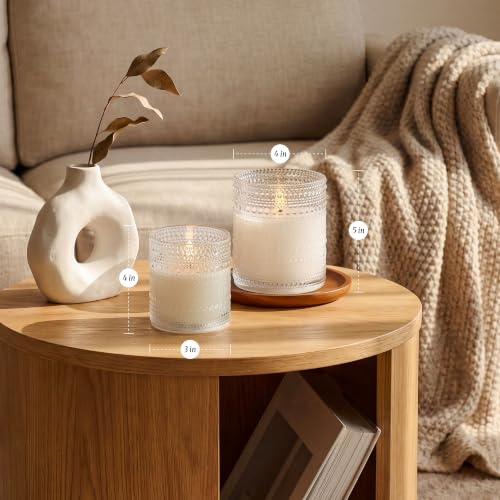 White Dotted Glass Real Wax Flameless Battery-Operated LED Pillar Candles - color: White