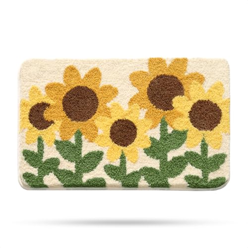Molesun Sunflowers Bath Mat 16x24, Soft Absorbent Microfiber Bath Rugs - color: Sunflowers, size: 16" x 24"