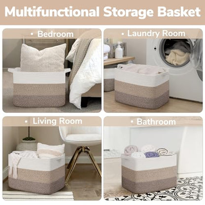 Goodpick 50L Large Woven Storage Basket, 18" x 14" x 12", Gradient Brown - color: Gradient Brown, size: 18"L x 14"W x 12"H