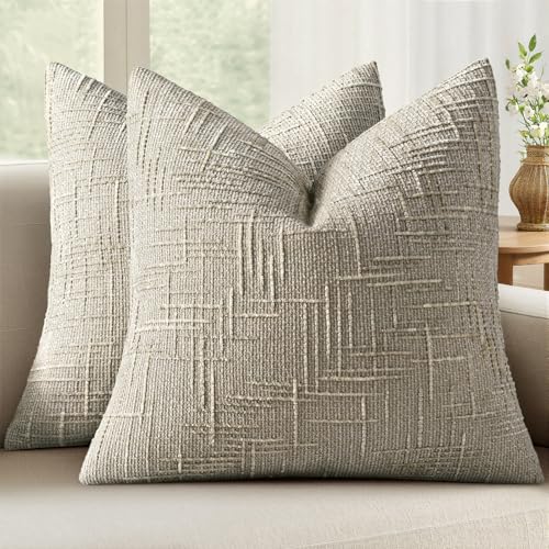MIULEE Chenille Textured Throw Pillow Covers Light Brown 18x18 Set of 2 - color: Light Brown, size: 18" x 18" (Pack of 2)