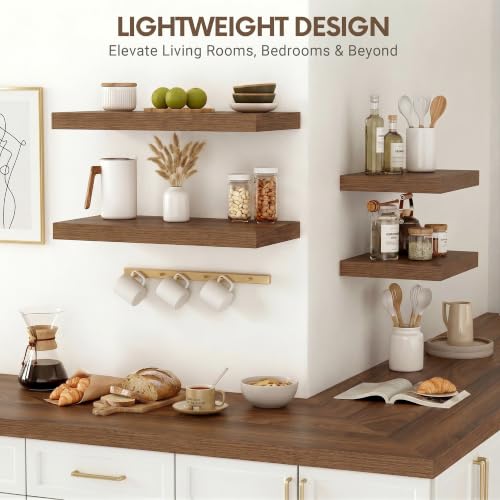 Vivelove 10x10 Inches Floating Shelves Wall Mounted Set of 2, Walnut - color: Walnut, size: 10.2”wx10.2”dx1.5”h