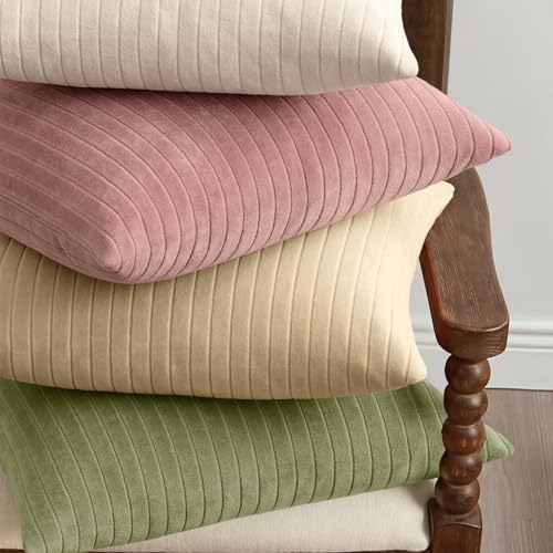 MIULEE Set of 2 Sage Green Textured Striped Throw Pillow Covers 20x20 Inch - color: Sage Green, size: 20" x 20" (Pack of 2)