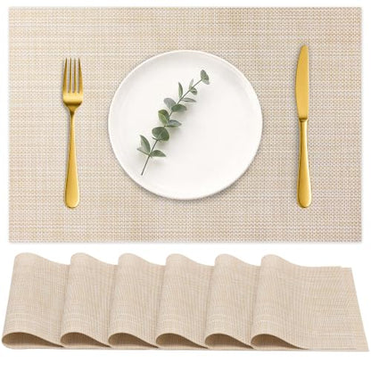 HOOMIL Placemats Set of 6, Heat Resistant, Beige - color: Beige, size: Set of 6