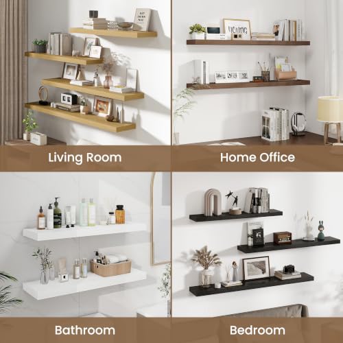 Dreamland 20 Inches Wall Mounted Wood Floating Shelves, Oak, 2 Pack - color: Oak, size: 20in