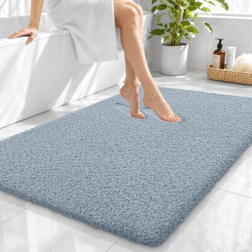 OLANLY Microfiber Large Bathroom Rugs 40x32, Soft Bath Mat, Airy Blue - color: Airy Blue, size: 40" X 32"