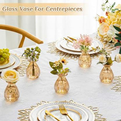 20 Pieces 3.5 Inch Glass Bud Vase Mini, Amber - color: Amber