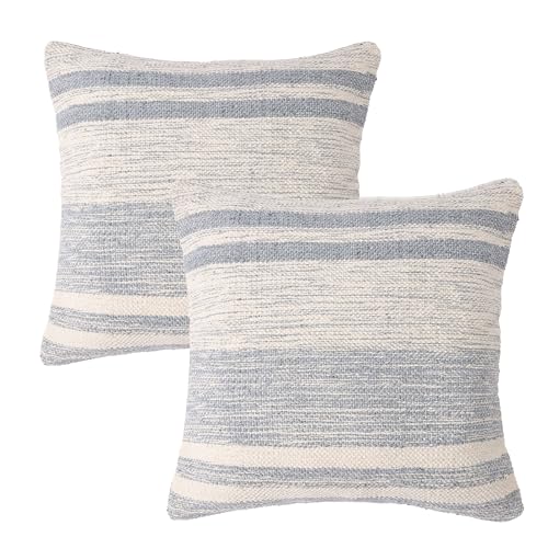 · REDEARTH · Boho Tufted Textured Handwoven Throw Pillow Cases- Gray | 100% Cotton, 18x18"; Woven Tufted Decorative Farmhouse Cushion Covers; Set for Couch, Sofa, Bed, Chair, Dining, Covered Patio - color: Melange Delight Gray, size: 18" x 18" (Pack of 2)