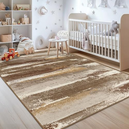 Entryway Rug 3x5 Bedroom Area Rugs: Modern Abstract Throw Rug - color: Brown, size: 3' x 5' (Rectangular)