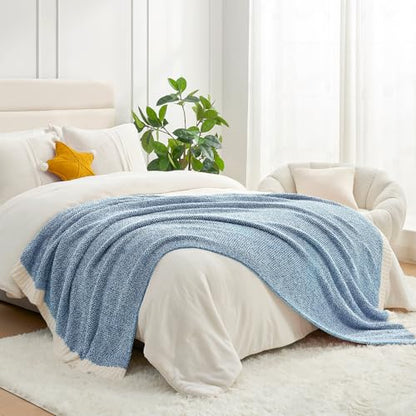Snuggle Sac Heather Blue Bed Blanket Oversized Twin XL 66x90, Super Soft Warm Blankets for Bed, Living Room, Luxurious Microfiber Blanket Dupes, Heather Blue, 66x90 - color: Heather Blue, size: Twin-XL (66"x90")