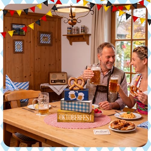 Yuntau 4 Pcs Oktoberfest Table Decorations Wooden Beer Blocks sign - style: Oktoberfest