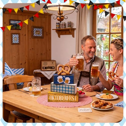 Yuntau 4 Pcs Oktoberfest Table Decorations Wooden Beer Blocks sign - style: Oktoberfest