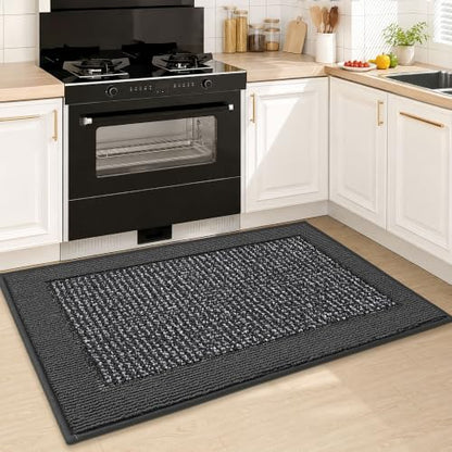 BEQHAUSE Kitchen Rug 24"x36", Non Slip Kitchen Floor Mat Washable, Charcoal - color: Charcoal, size: 24" X 36" (Rectangular)