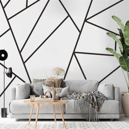 Striped Wall Decals Geometric Line Wall Stickers Black Decal Peel and Stick - color: Black