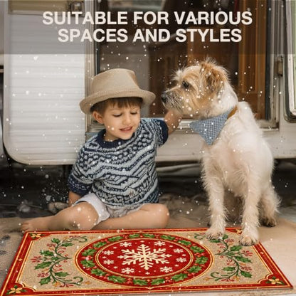 Christmas Snowflake Faux Coco Coir Doormat Door Mat 17x30 Inch - color: Christmas 01