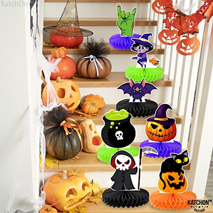 KatchOn Halloween Honeycomb Centerpieces, Pack of 9 - color: Green, Orange & Black