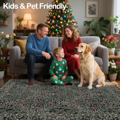 10x14 Area Rug for Living Room Washable Carpet (Dark Green) - color: Dark Green, size: 10' x 14' (Rectangular)