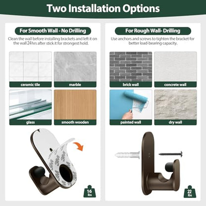 KAMANINA No Drill Curtain Rods 2 Pack 16-30", 3M Adhesive Brackets, Bronze - color: Bronze, size: 16-30"（2Pack）