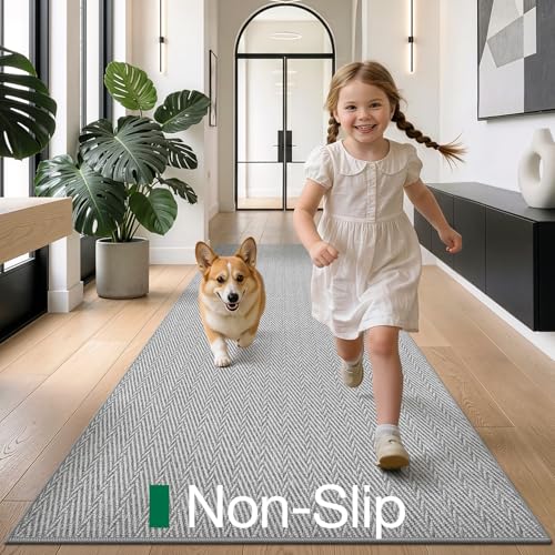 LUMI Ultra Thin Runner Rug for Hallway 2'x6', Entryway Rug, Light Gray - color: Gray - Light, size: 2' x 6' (24"x72")