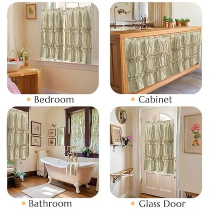 HIG 2 Pack Camel Handcrafted Window Treatment Tiers Curtains, 30"x24" - color: Camel, size: 30"W x 24"L (Pack of 2)