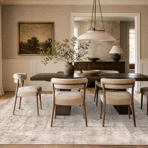 8x10 Washable Boho Area Rug, Light Beige Farmhouse for Living Room - color: Light Beige, size: 8' x 10' (Rectangular)