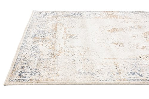 Unique Loom Chateau Collection Area Rug - Lincoln (3' 1" x 13' 1" Runner Blue Cream/Brown) - color: Beige/Light Brown, size: 3'1" x 13'1" (Runner)