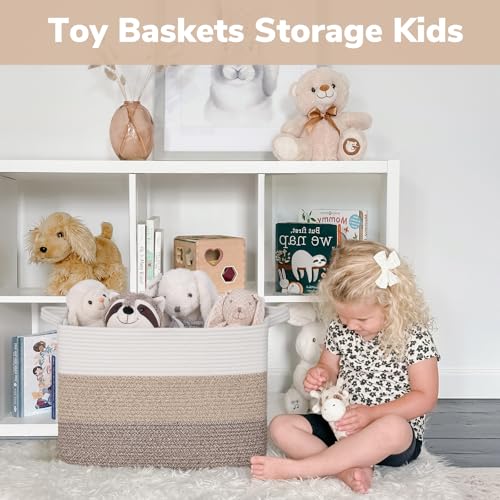Goodpick 50L Large Woven Storage Basket, 18" x 14" x 12", Gradient Brown - color: Gradient Brown, size: 18"L x 14"W x 12"H