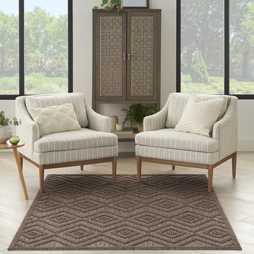 Nourison Home Versatile Brown 5' x 7' Area Rug - Easy Clean, Non Shedding, Bed Room, Living Room, Dining Room, Kitchen (5' x 7') - color: Brown, size: 5' x 7' (Rectangular)