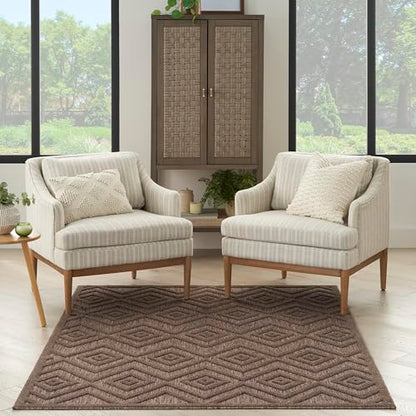 Nourison Home Versatile Brown 5' x 7' Area Rug - Easy Clean, Non Shedding, Bed Room, Living Room, Dining Room, Kitchen (5' x 7') - color: Brown, size: 5' x 7' (Rectangular)