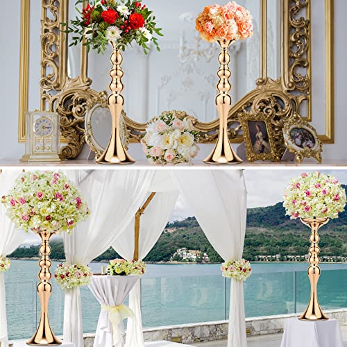 Sadnyy 16 Pcs Gold Metal Flower Vase, 16.9 Inch Wedding Table Centerpiece - color: Gold, size: 16.9 Inch