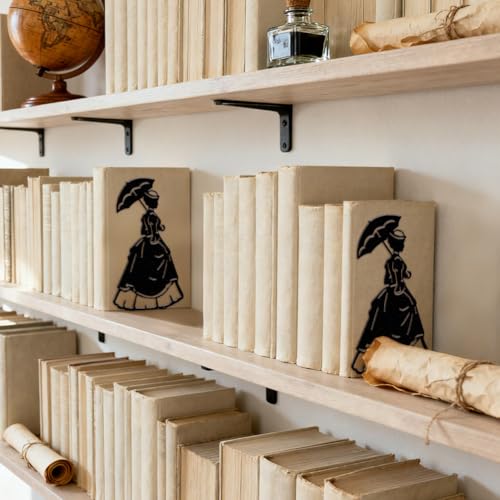 Peacoblue 5.3"x4.3"x7.9" Metal Bookends, Heavy Duty Book Ends for Shelves - style: Victorian Woman
