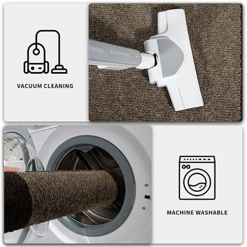 PURRUGS Hallway Runner Rug, 32" x 84", Grayish Brown & Coffee - color: Grayish Brown & Coffee, size: 32" X 84"