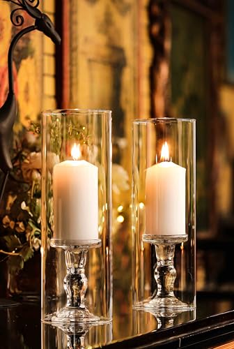 CYS EXCEL 2 PCS (H:14" D:4.75") Open Ended Glass Hurricane Candleholder Tube Shade | Multiple Size Choices Open Flame Candle Chimney Tube Cover | Bottomless Cylinder - size: 4.75" wide x 14" tall