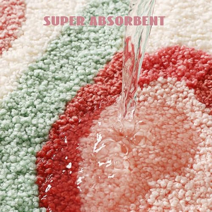 Cloud-Shaped Tulip Bath Mat, Soft Non-Slip Fluffy Fresh Flowers Bathroom Rug, Ultra Absorbent Microfiber Shaggy Door Mat, Machine Washable Bath Rug Carpet for Bathtub Bedroom 20x31 Inch (Tulip) - color: Tulip