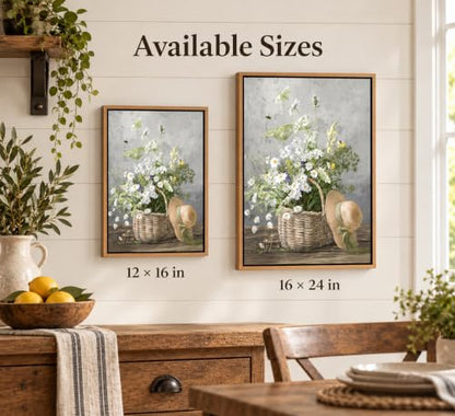 Framed Rustic Daisy Canvas Wall art - color: Daisy-Framed, size: 24"L x 16"W