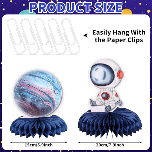 12 PCS Space Theme Party Decorations Outer Space Honeycomb Centerpieces - style: Space