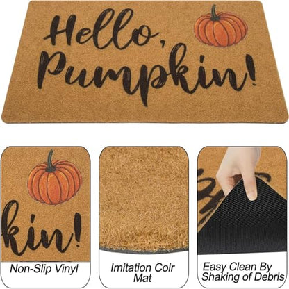 Hello-Pumpkin-Welcome-Doormats-Non-Slip-Fall-Harvest-Festival-Front-Mat - color: Hello Pumpkin