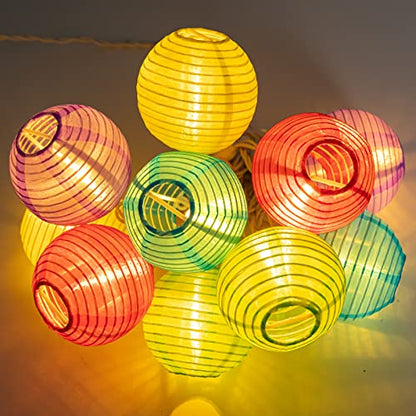 Vigdur Lantern String Lights, 10 Multicolor Lanterns Patio Lights, 9.8FT - color: Brown