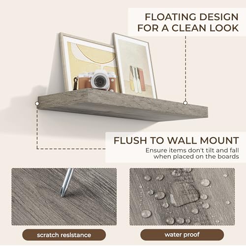 RICHFOCUS Bathroom Floating Shelves for Wall 2Pack|Grey|28" L - color: Grey, size: 28"L x 8"D, Set of 2