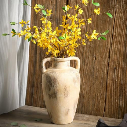 Ceramic Flower Vase, 11.41 Inch Tall Farmhouse Vase with Handles - color: 103-11.4in