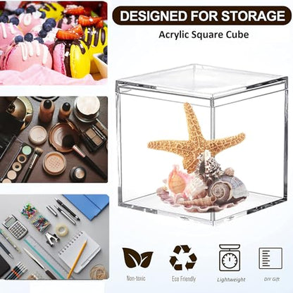 2‑Pack Acrylic Box with Lid 2.36 x 2.36 x 2.36 Inch Small Square Cube - size: 2.36 x 2.36 x 2.36 Inch