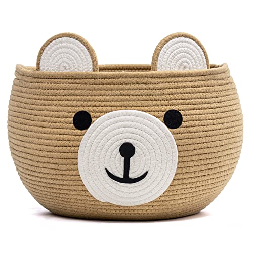 CherryNow Large Baby Basket for Gifts Empty, Cute Bear Design, Brown - color: Brown, size: 15.7"D x 10.5"H