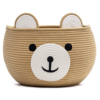 CherryNow Large Baby Basket for Gifts Empty, Cute Bear Design, Brown - color: Brown, size: 15.7"D x 10.5"H