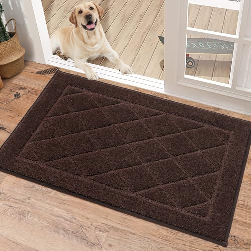 BEQHAUSE Dirt Trapper Door Mat 20" x 32", Doormat Non-Slip, Brown - color: Brown, size: 20" X 32" (Rectangular)
